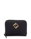 Fendi Ff Diamonds Leather Zip Around Medium Wallet In Black