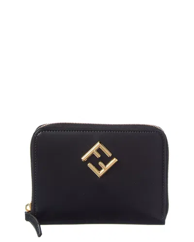 FENDI FENDI FF DIAMONDS LEATHER ZIP AROUND MEDIUM WALLET