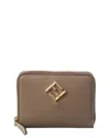 Fendi Ff Diamonds Leather Zip Around Medium Wallet In Brown