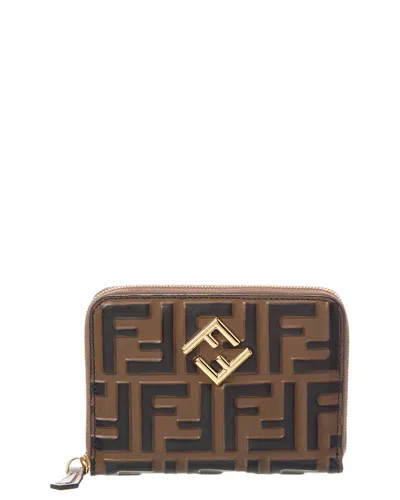 FENDI FENDI FF DIAMONDS LEATHER ZIP AROUND MEDIUM WALLET