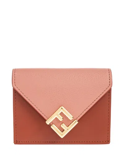 Fendi Ff Diamonds Logo-plaque Wallet In Brown