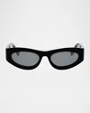 Fendi Ff Diamonds Oval Acetate Sunglasses In Blue