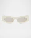Fendi Ff Diamonds Oval Acetate Sunglasses In White