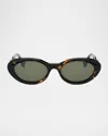 Fendi Ff Diamonds Oval Havana Acetate Sunglasses In Brown