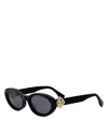 Fendi Ff Diamonds Oval Sunglasses, 53mm In Black/gray Solid