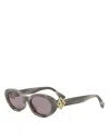 Fendi Ff Diamonds Oval Sunglasses, 53mm In Gray/violet