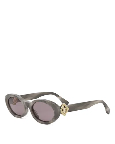 Fendi Ff Diamonds Oval Sunglasses, 53mm In Gray