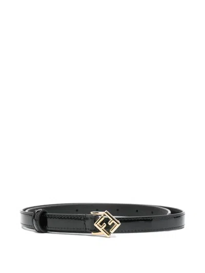 Fendi Ff Diamonds Patent Leather Belt Accessories In Black
