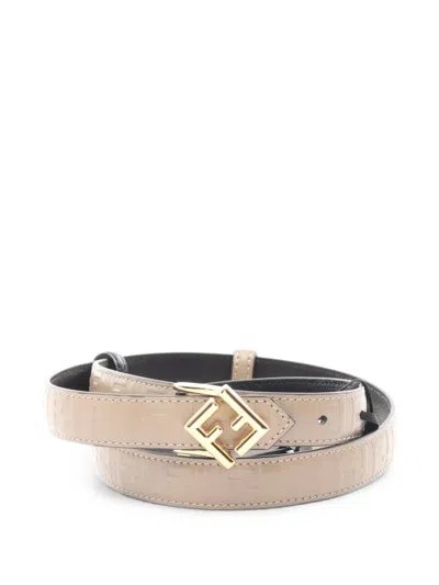 Pre-owned Fendi Ff Diamonds Reversible Belt In Black