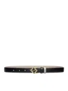 Fendi Women Ff Diamonds Reversible Belt In Black And Beige Leather In Black