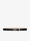 Fendi Women Ff Diamonds Reversible Belt In Black And Beige Leather In Black
