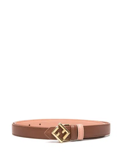 Fendi Ff Diamonds Reversible Leather Belt Accessories In Brown