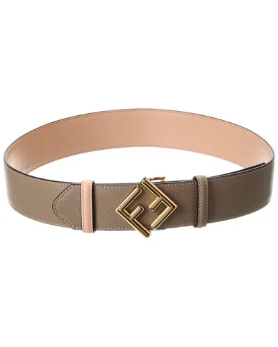 Fendi Ff Diamonds Reversible Leather Belt In Grey
