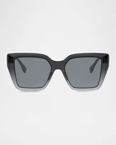 Fendi Ff Diamonds Square Acetate Sunglasses In Gray