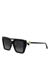 Fendi Ff Diamonds Square Sunglasses, 54mm In Shiny Black/gradient Smoke