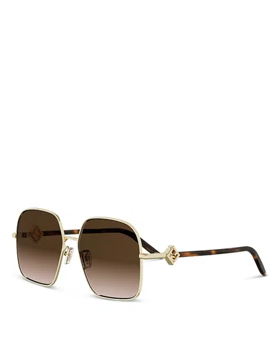 Fendi Ff Diamonds Square Sunglasses, 58mm In Gold