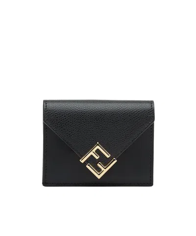 Fendi Ff Diamonds Tri-fold Wallet In Black