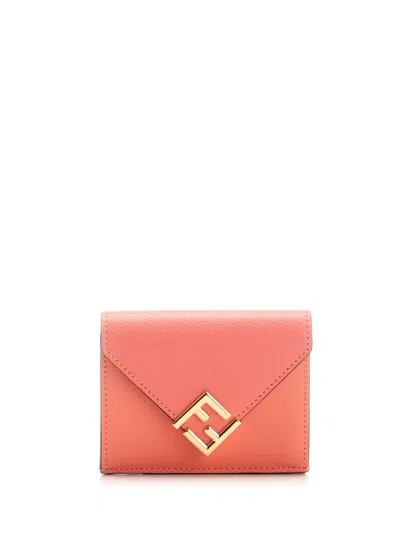 Fendi Ff Diamonds Tri-fold Wallet In Pink