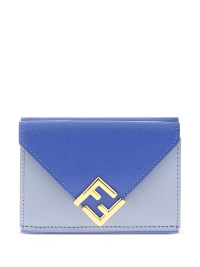 Fendi Ff Diamonds Trifold Wallet In Blue