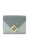Fendi Ff Diamonds Leather Wallet In Blue