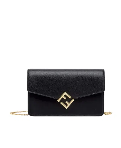 Fendi Ff Diamonds Wallet-on-chain In Black