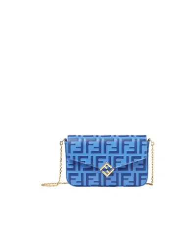 Fendi Ff Diamonds Wallet On Chain In Blue
