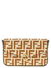 Fendi Ff Diamonds Leather Wallet On Chain In Brown