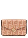 Fendi Wallet On Chain Leather Shoulder Bag With Ff Embossed Motif In Pink