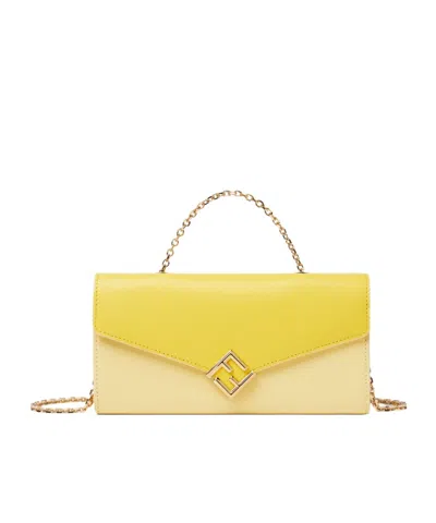 Fendi Ff Diamonds Wallet On Chain In Yellow
