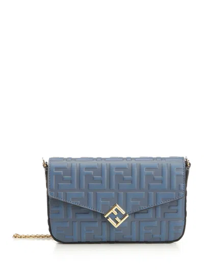 Fendi Ff Diamonds Wallet Small Leather Goods Blue
