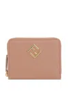 Fendi Ff Diamonds Zip Around Medium Wallet In Pink