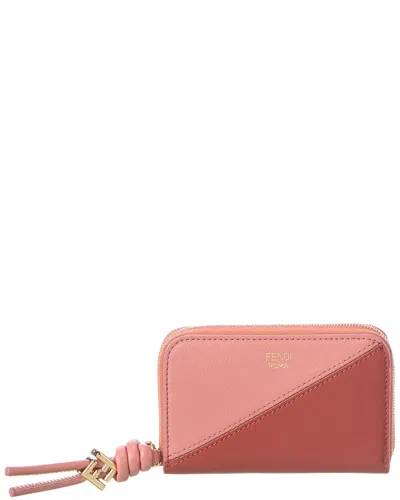 Fendi Ff Diamonds Zipper Around Mini Leather Wallet In Blue