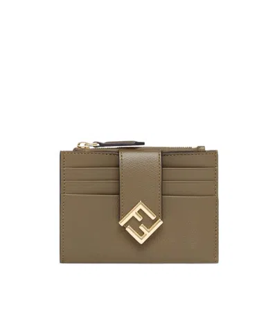 Fendi Ff Diamonds Zipper Clip In Brown