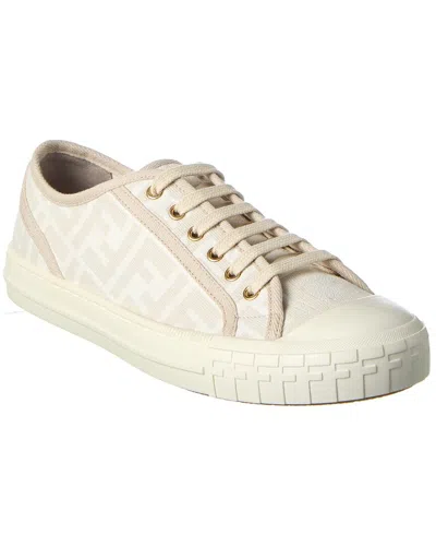 Fendi Domino Ff Jacquard Low-top Sneakers In White