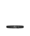 Fendi Ff Squared Leather And Ff Canvas Reversible Belt Accessories In Black