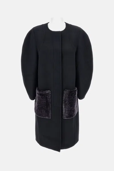 Fendi Ff Double Wool Coat In Black