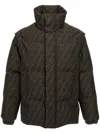 Fendi Patterned High Collar Padded Jacket With Pockets In Brown