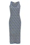 Fendi Women Embroidered Stretch Cotton Blend Dress