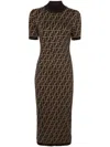 Fendi Fitted Midi Dress In Brown