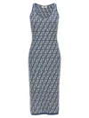 Fendi Blue Ff Jacquard Knit Midi Dress In Multicolor