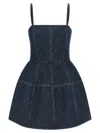 Fendi Ff Denim Dress Fitted Bodice Straps In Blue