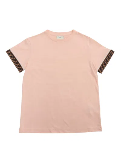Fendi Kids' Ff Edges T-shirt In Pink