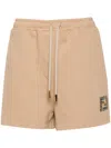 Fendi Sequin Embellished High-waisted Cotton Shorts In Brown