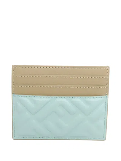 Pre-owned Fendi Ff Embossed Card Holder In Blue