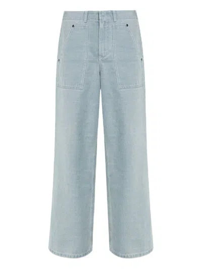Fendi Ff-embossed Jeans In Blue