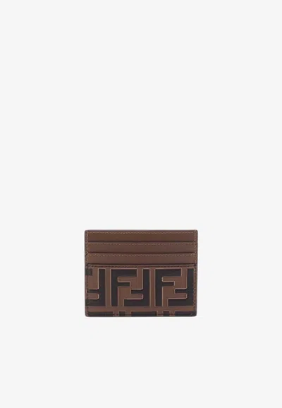 Fendi Ff-logo Print Cardholder In Brown