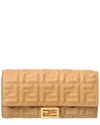 Fendi Ff Embossed Leather Continental Wallet In Brown