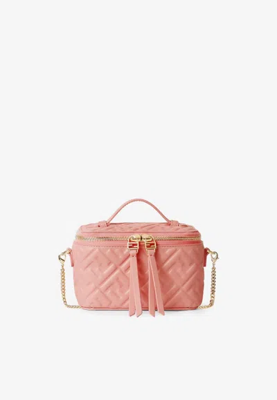 FENDI FF EMBOSSED LEATHER VANITY BAG