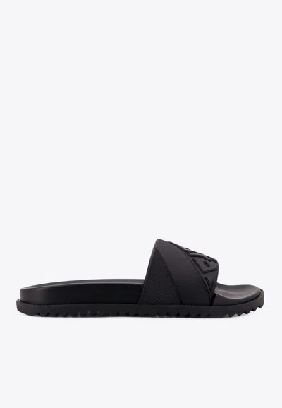 Fendi Ff Embossed Rubber Slides