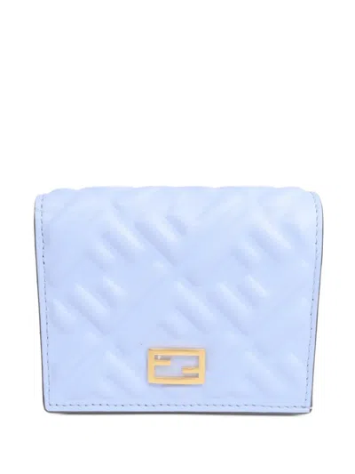 Pre-owned Fendi Ff Embossed Wallet In Blue